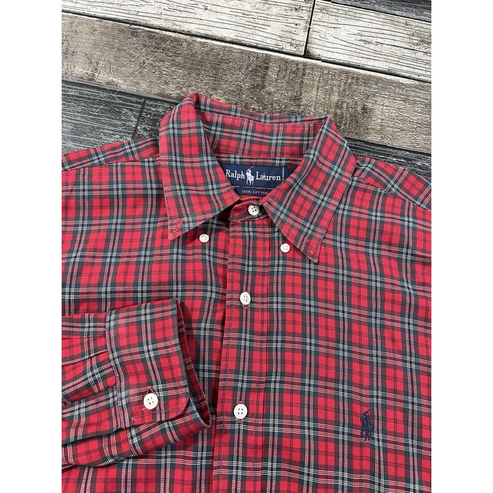 Ralph Lauren Shirt Mens Size L Button Down ‎ Pony Multi Plaid 100% Cotton